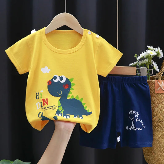 Ensemble Bébé 2 Pièces en Coton – T-shirt Imprimé Cartoon