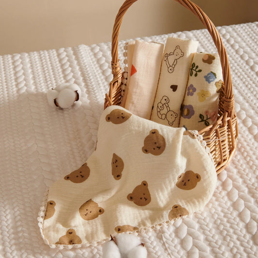 Lot de 4 bavoirs bébé en coton – Doux, absorbants et stylés