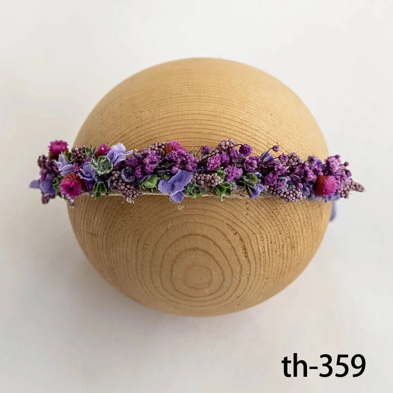 Bandeau fleuri photo nouveau-né – Accessoire bébé pour shooting naissance