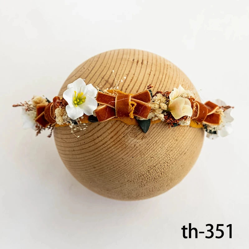 Bandeau fleuri photo nouveau-né – Accessoire bébé pour shooting naissance