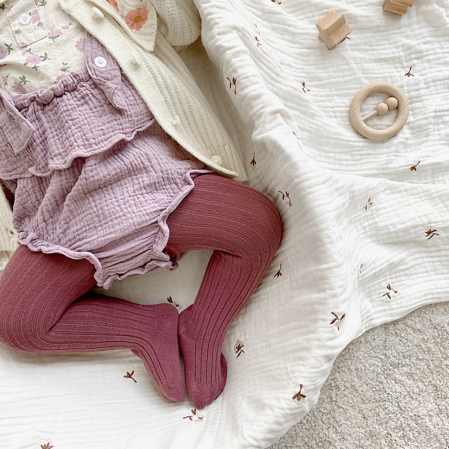 Collants Bébé Fille en Coton Tricoté