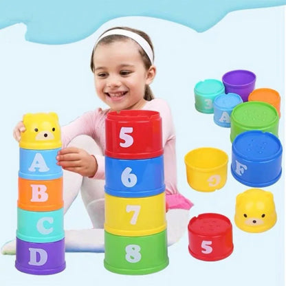 Tour de gobelets empilables bébé – Jeu d’éveil Montessori coloré