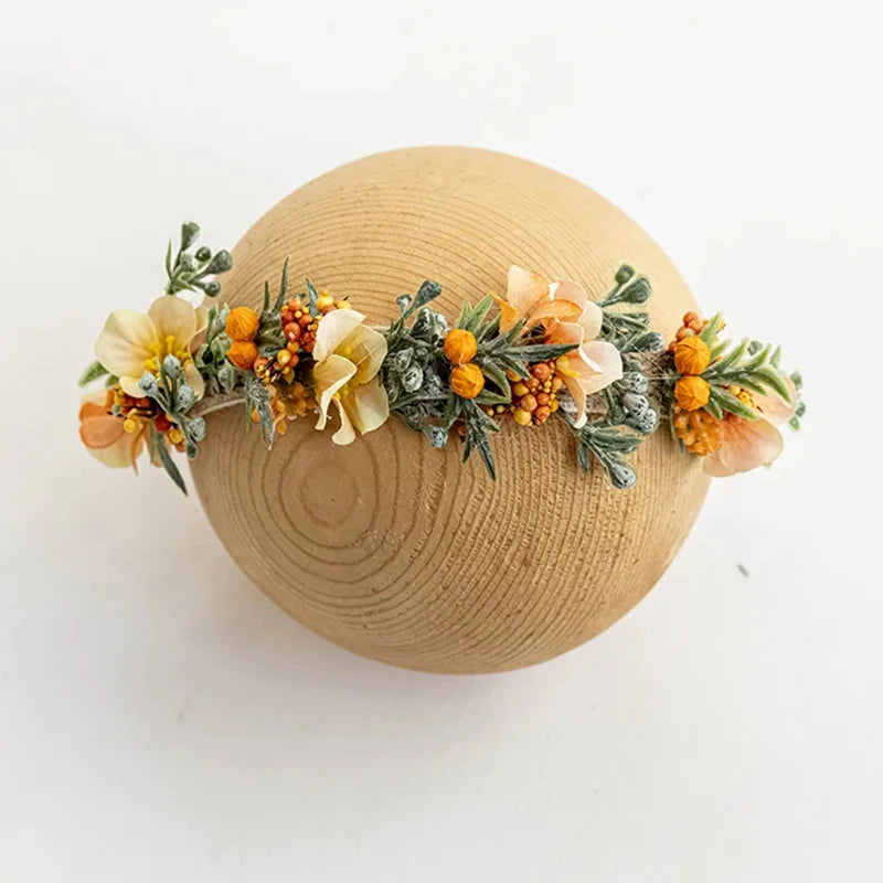 Bandeau fleuri photo nouveau-né – Accessoire bébé pour shooting naissance