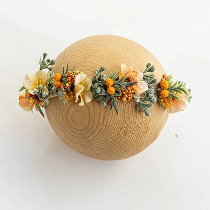 Bandeau fleuri photo nouveau-né – Accessoire bébé pour shooting naissance