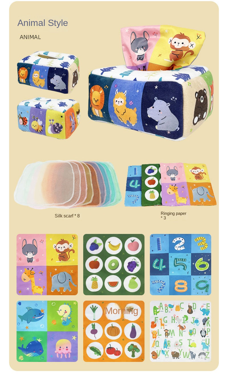 Boîte sensorielle Montessori en tissu – Jouet d’éveil doux et éducatif