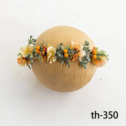 Bandeau fleuri photo nouveau-né – Accessoire bébé pour shooting naissance