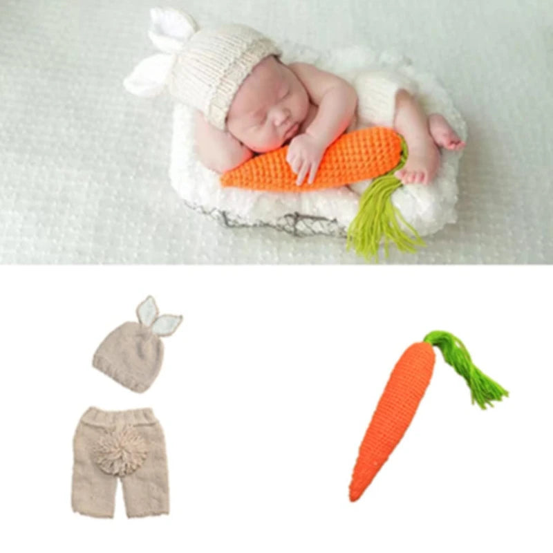 Tenue photo crochet bébé – Ensemble animal en coton pour nouveau-né