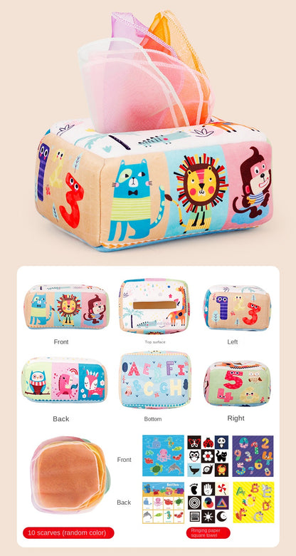 Boîte sensorielle Montessori en tissu – Jouet d’éveil doux et éducatif