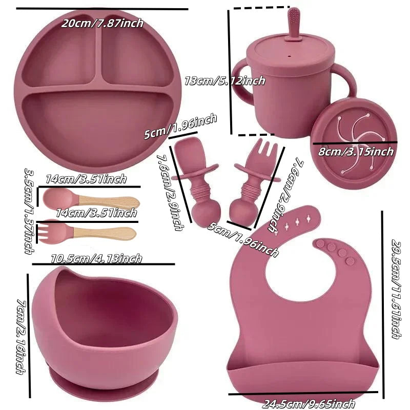 Set de vaisselle bébé en silicone – Sécurisé, pratique et coloré