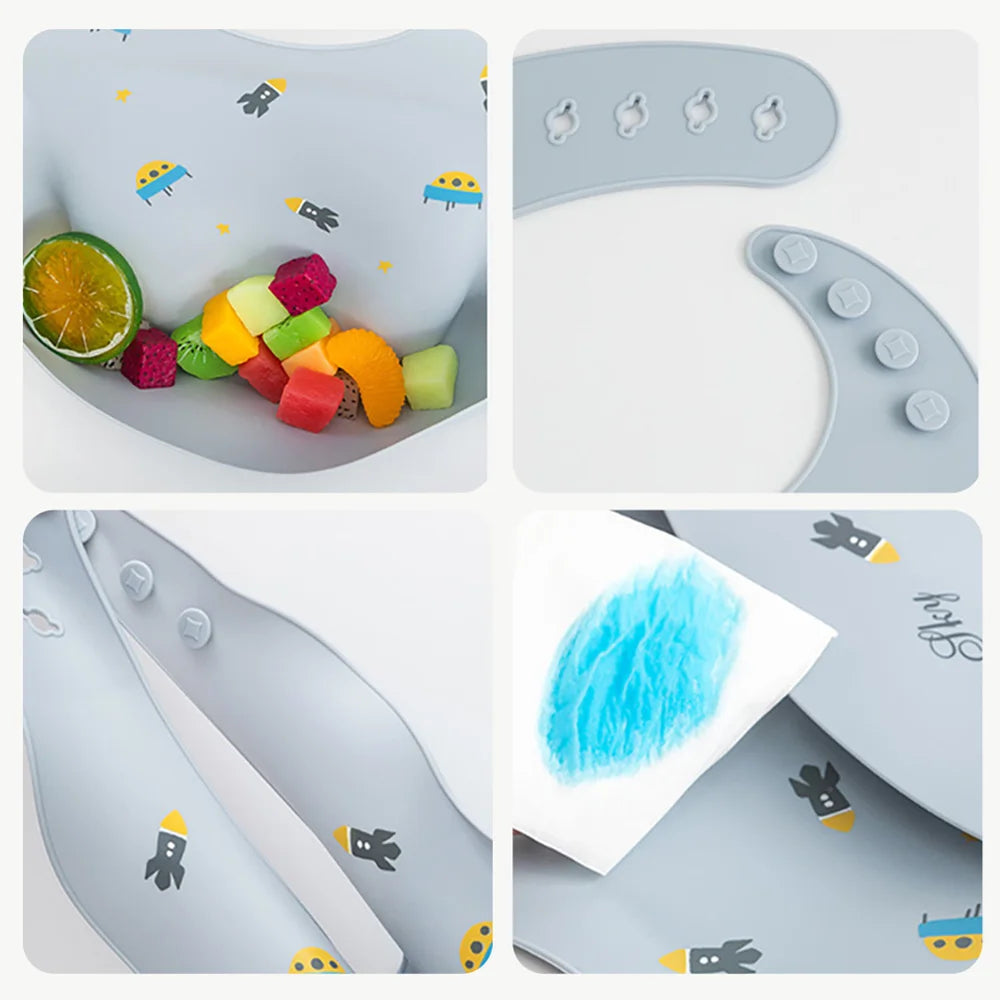 Bavoir bébé en silicone souple – Confortable, ajustable et facile à nettoyer