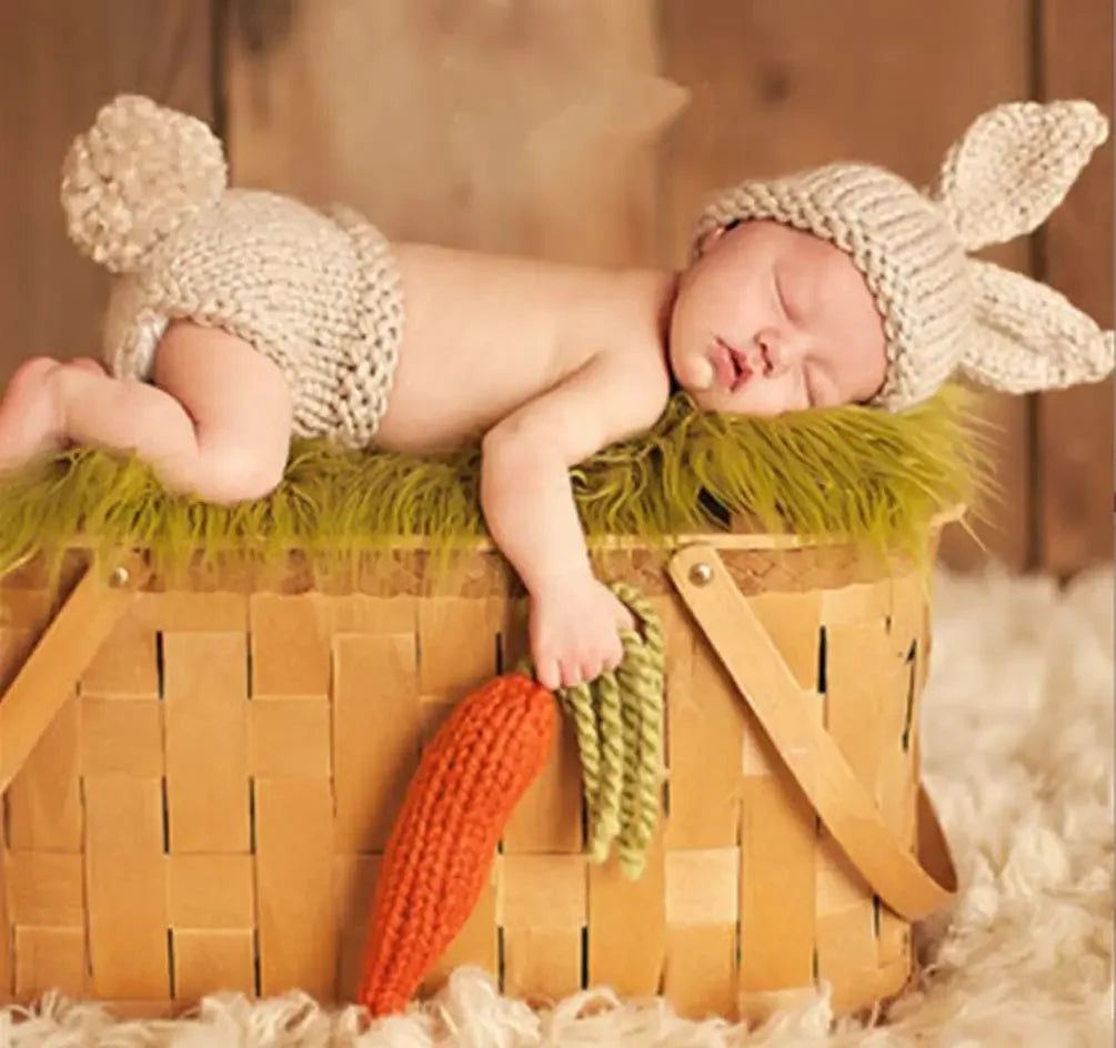 Tenue photo crochet bébé – Ensemble animal en coton pour nouveau-né