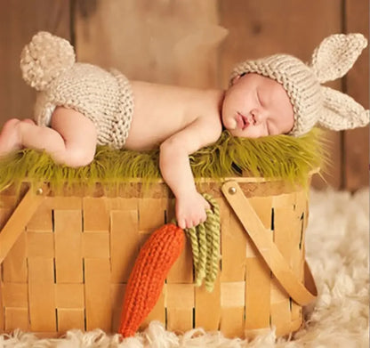 Tenue photo crochet bébé – Ensemble animal en coton pour nouveau-né