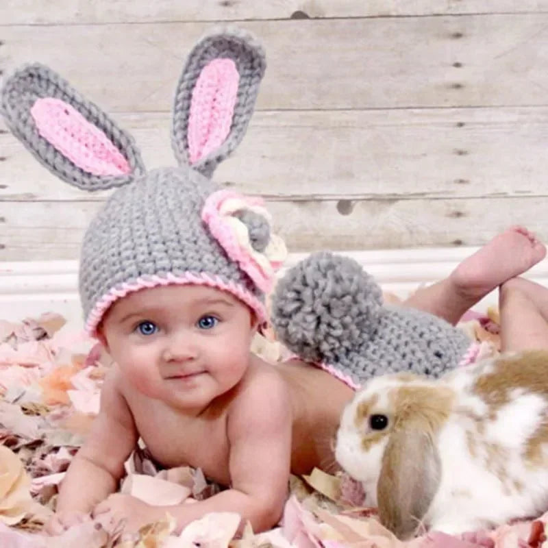 Tenue photo crochet bébé – Ensemble animal en coton pour nouveau-né