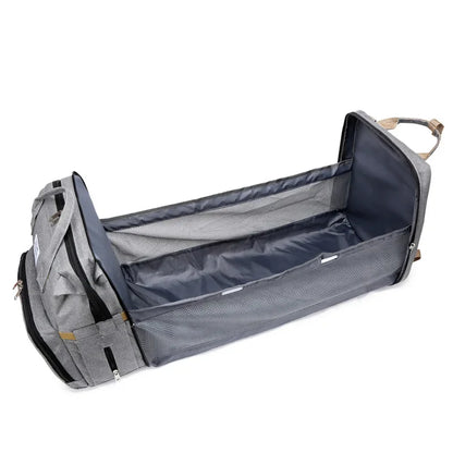 Sac à Langer Tendance 4-en-1 avec Lit/Couchette Pliable Intégré – Grande Capacité (36-55L) – Idéal Voyage & Sorties