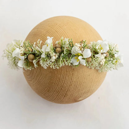 Bandeau fleuri photo nouveau-né – Accessoire bébé pour shooting naissance