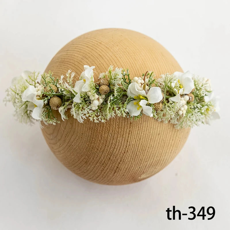 Bandeau fleuri photo nouveau-né – Accessoire bébé pour shooting naissance