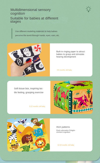 Boîte sensorielle Montessori en tissu – Jouet d’éveil doux et éducatif