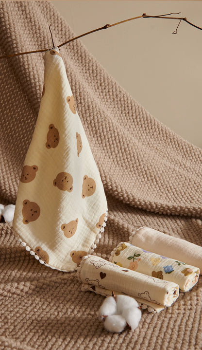 Lot de 4 bavoirs bébé en coton – Doux, absorbants et stylés