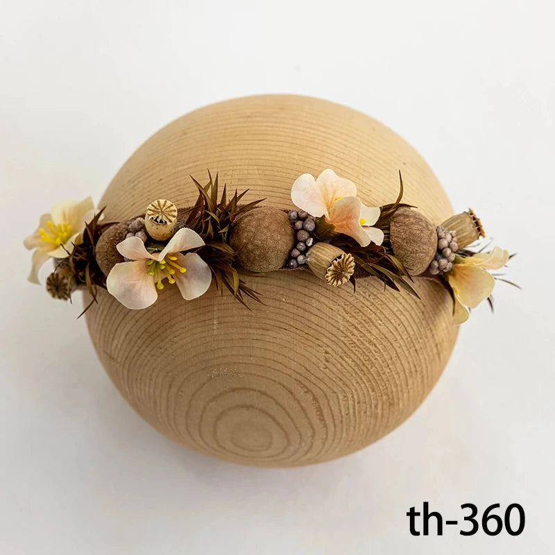 Bandeau fleuri photo nouveau-né – Accessoire bébé pour shooting naissance