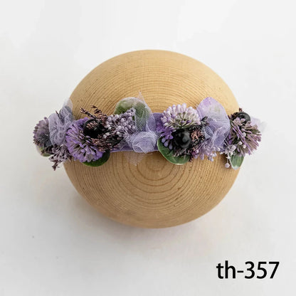 Bandeau fleuri photo nouveau-né – Accessoire bébé pour shooting naissance