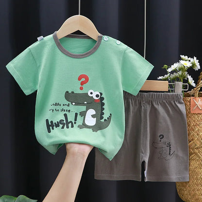 Ensemble Bébé 2 Pièces en Coton – T-shirt Imprimé Cartoon