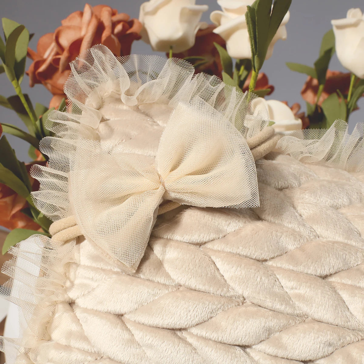 Tenue photo nouveau-né fille – Ensemble dentelle avec bandeau et oreiller