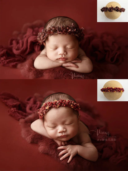 Bandeau fleuri photo nouveau-né – Accessoire bébé pour shooting naissance