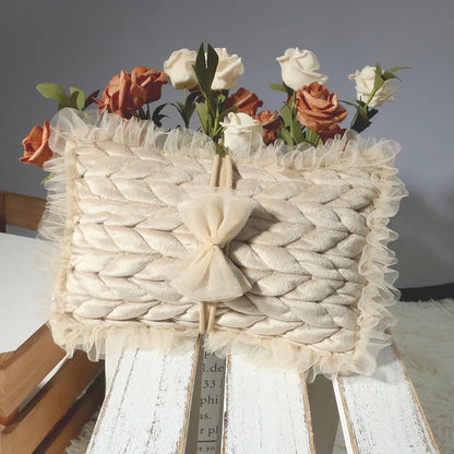 Tenue photo nouveau-né fille – Ensemble dentelle avec bandeau et oreiller