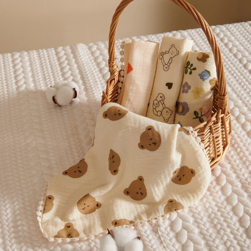 Lot de 4 bavoirs bébé en coton – Doux, absorbants et stylés