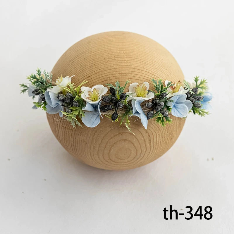 Bandeau fleuri photo nouveau-né – Accessoire bébé pour shooting naissance