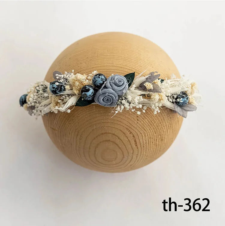 Bandeau fleuri photo nouveau-né – Accessoire bébé pour shooting naissance